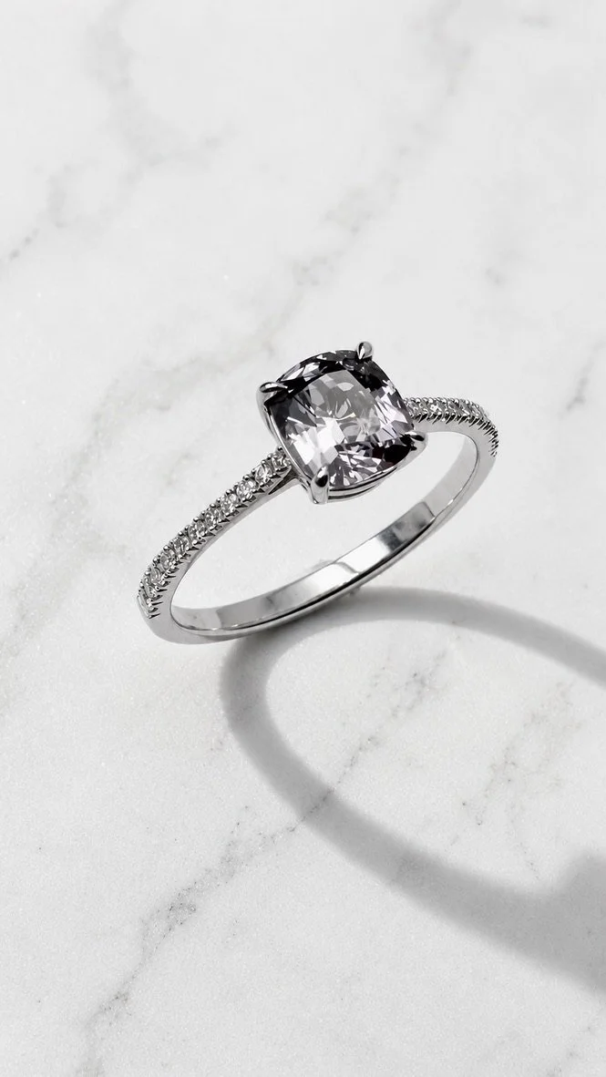 Twilight Blossom — Grey Spinel Ring 14K Gold