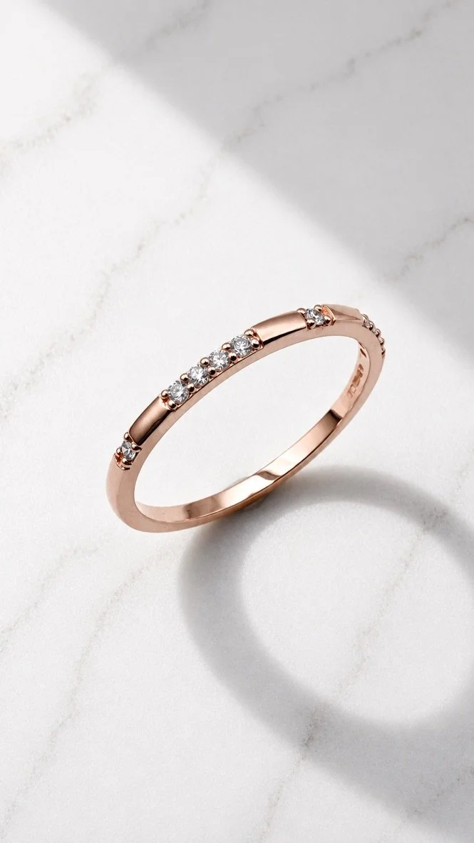 Morse Ring 9ct Rose Gold | Pavé Lab Diamond Band