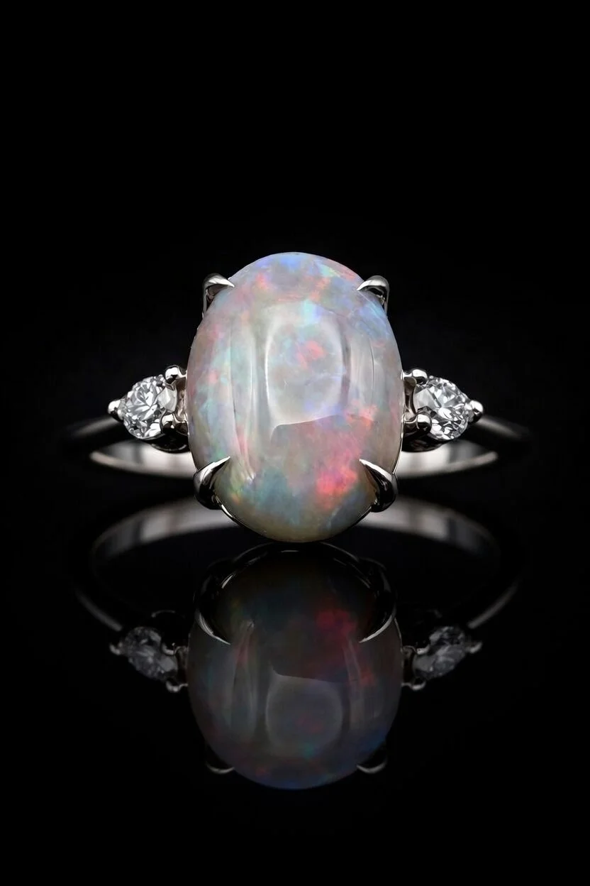 Blazing Oval Australian Opal Ring