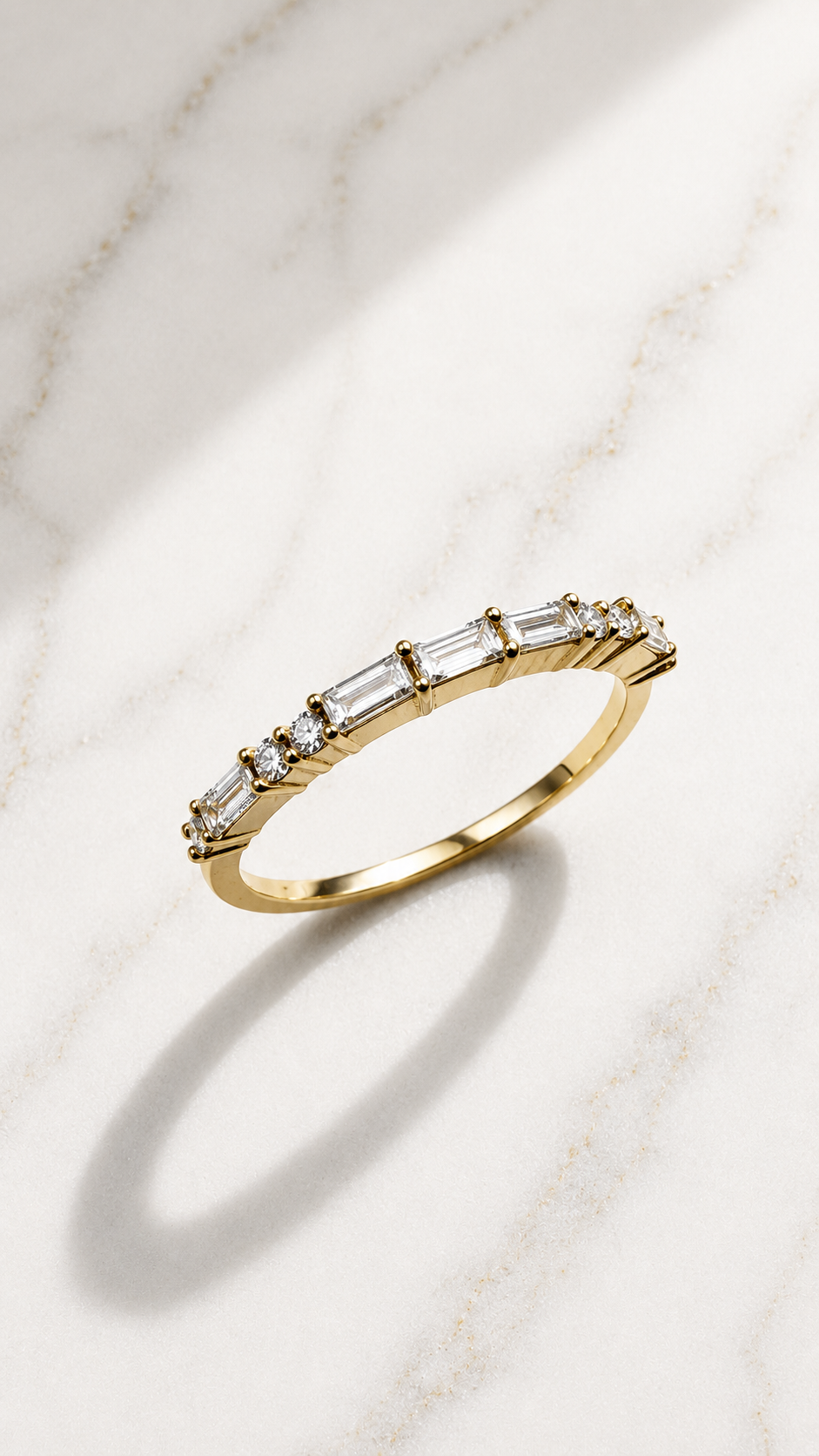 Baguette & Round Ring 9ct Gold | 0.34ct Lab Diamond Band