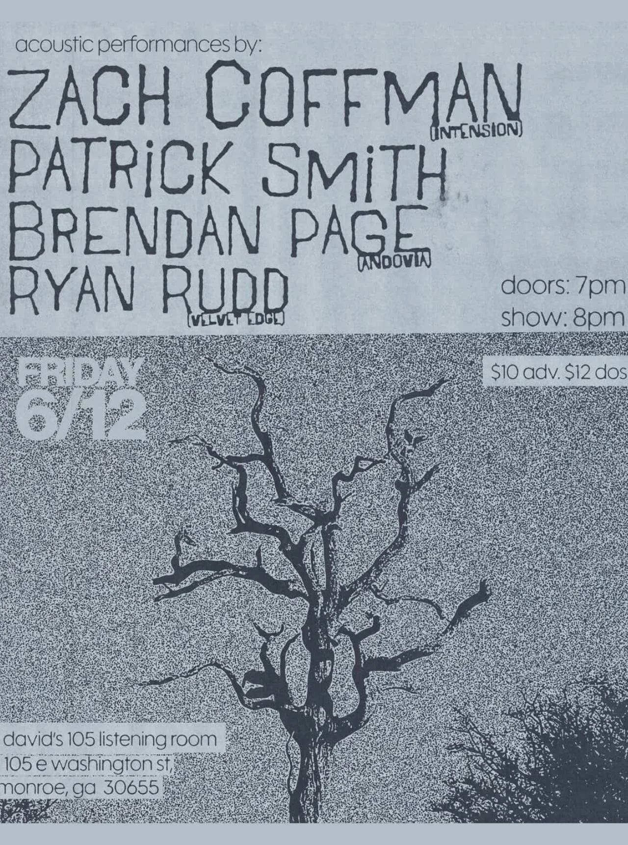 Acoustic Showcase w/ Zach Coffman, Patrick Smith, Brendan Page, & Ryan Rudd