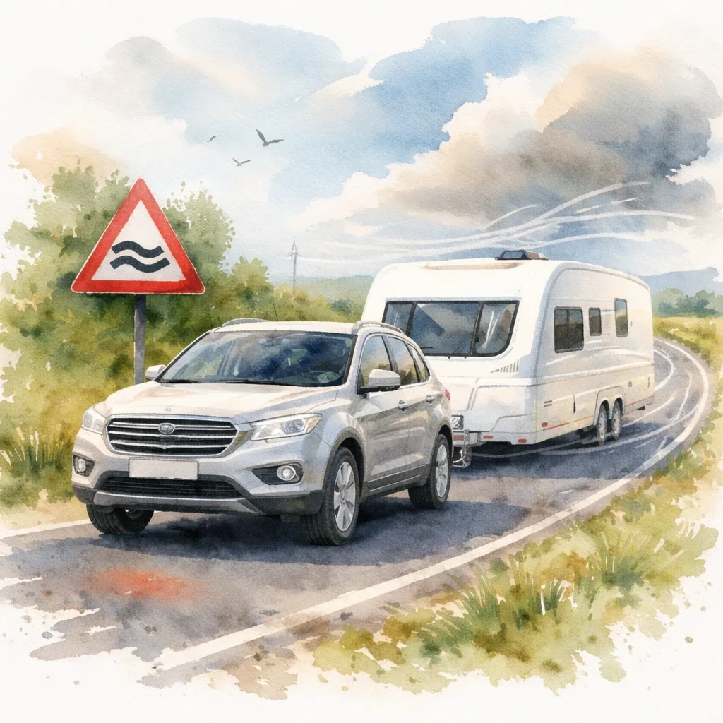 Car Towing A Caravan