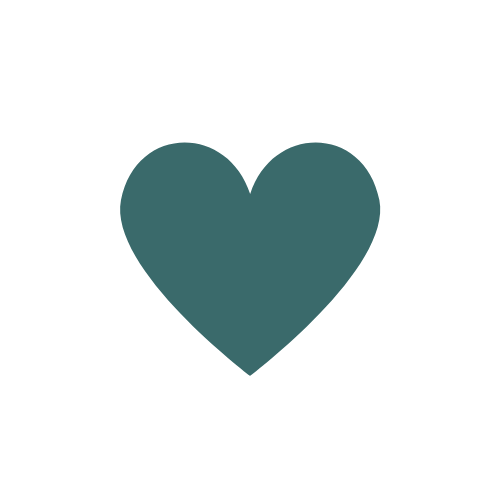 A dark teal heart icon centered on a white background.