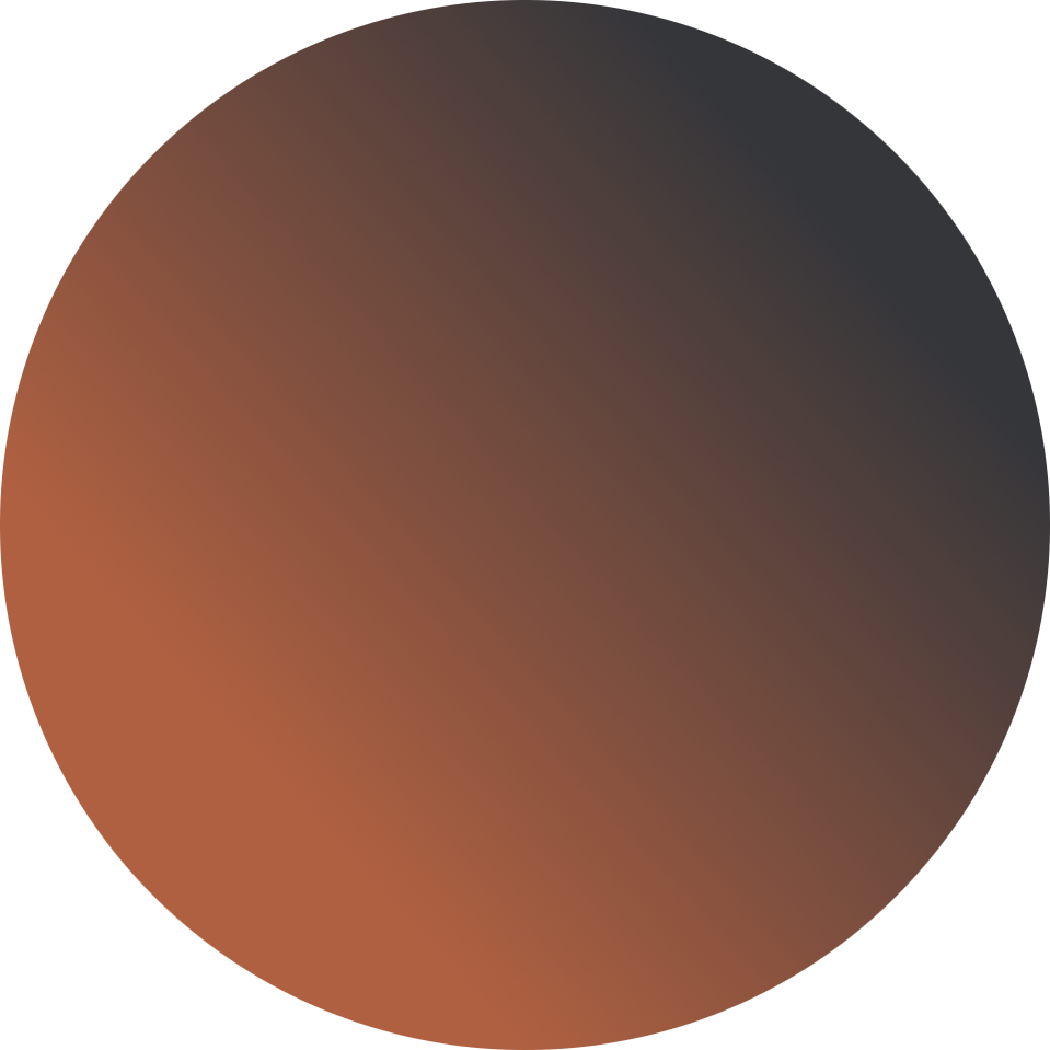 A circular gradient with shades of orange, gray, and black, blending smoothly from darker to lighter tones.