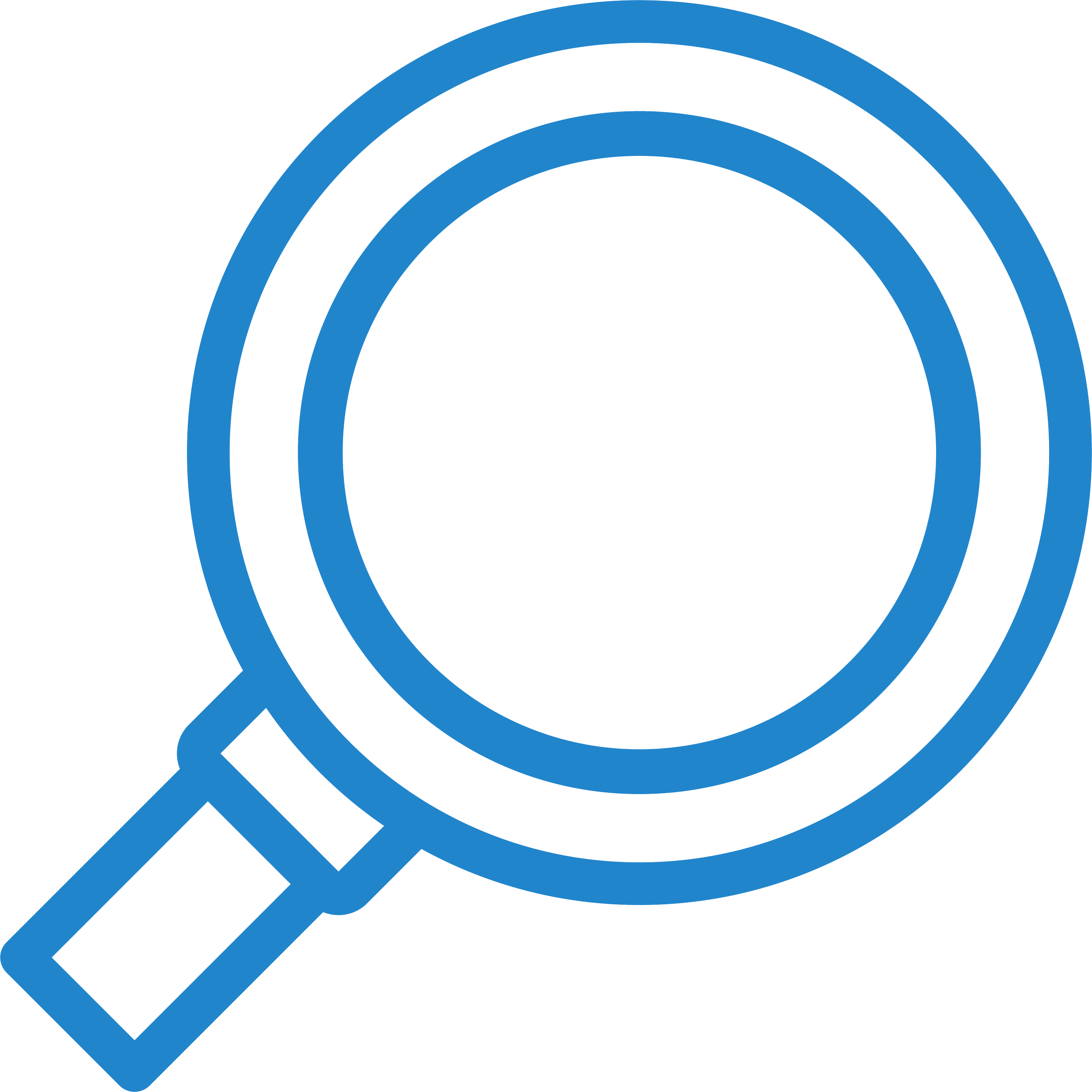 Blue search magnifying glass icon.