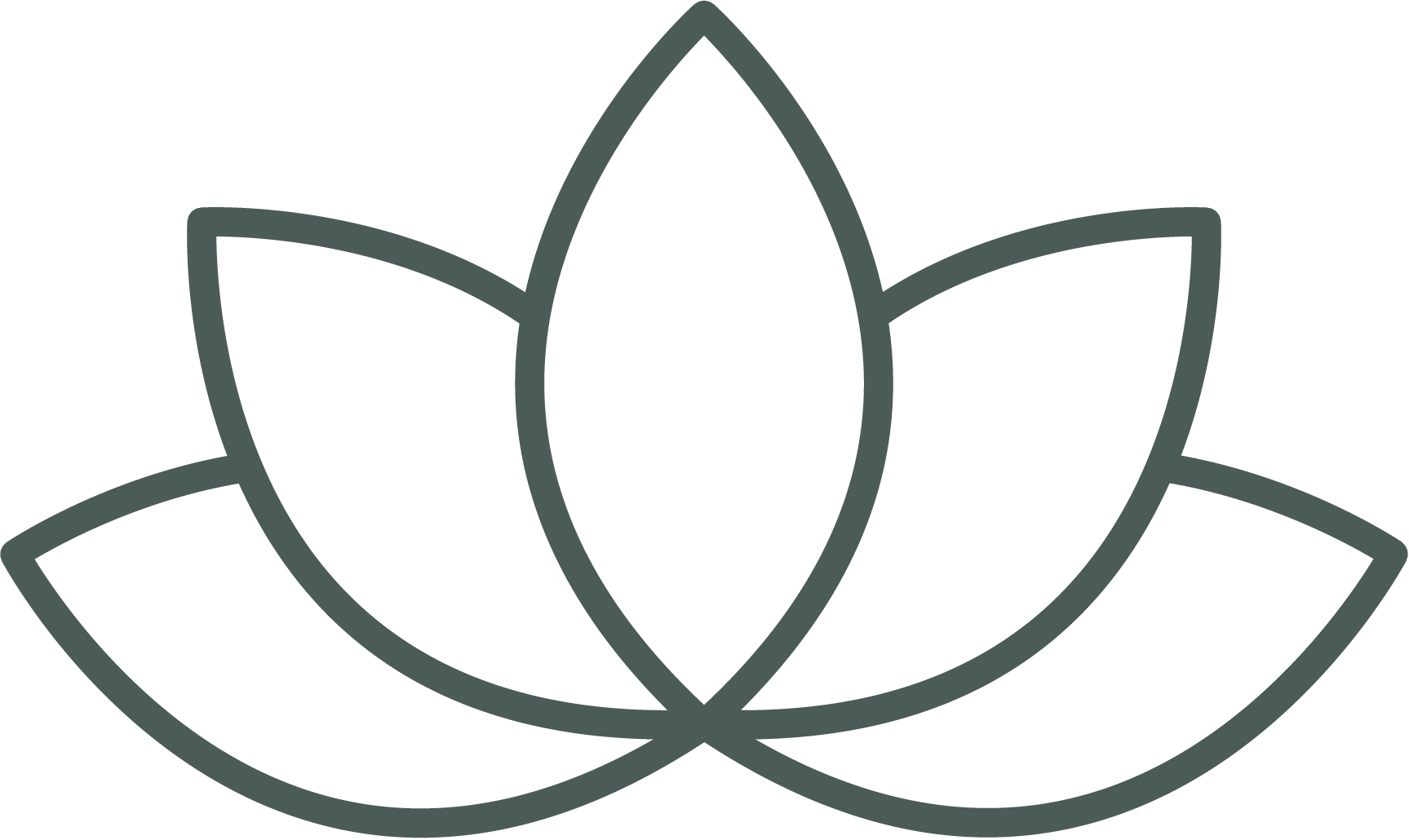 Minimalist line drawing of a lotus flower with overlapping petals.