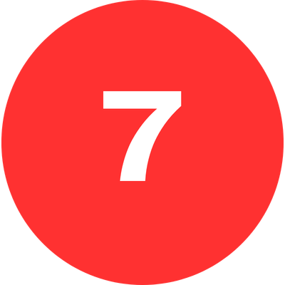 Red circle with the white number seven in the center