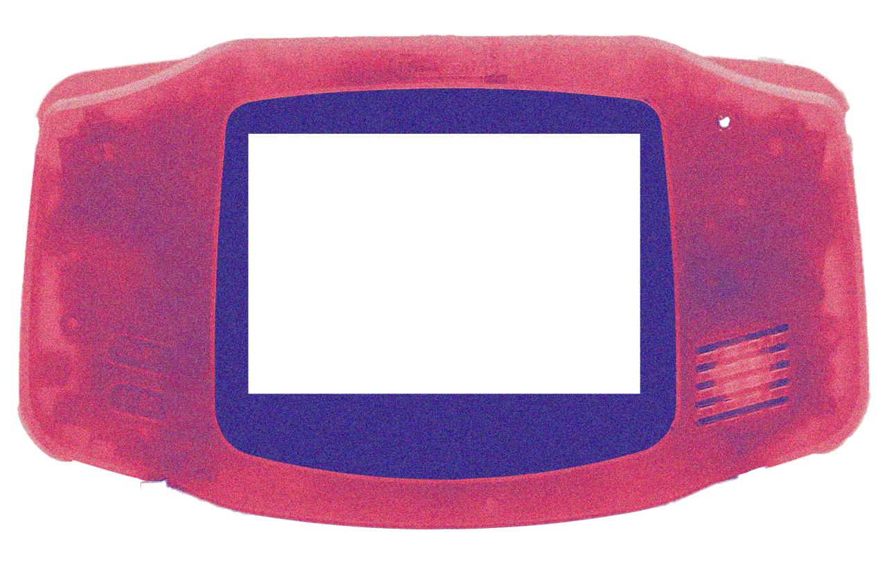 A vintage pink and blue children's toy television with a rounded screen and side vents.