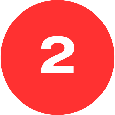 Red circular sign with the number 2 in white.