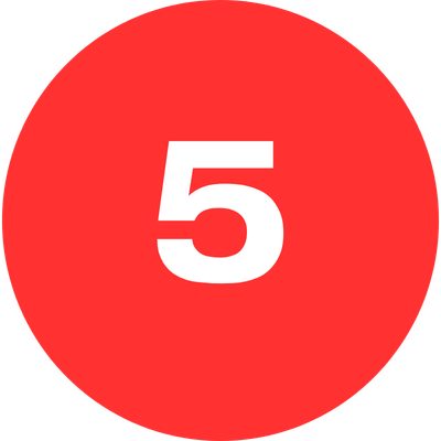 Red circle with the number five in white
