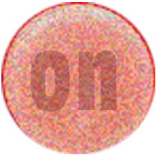 Close-up of a circular traffic light with the word "on" in the center, indicating it's active.