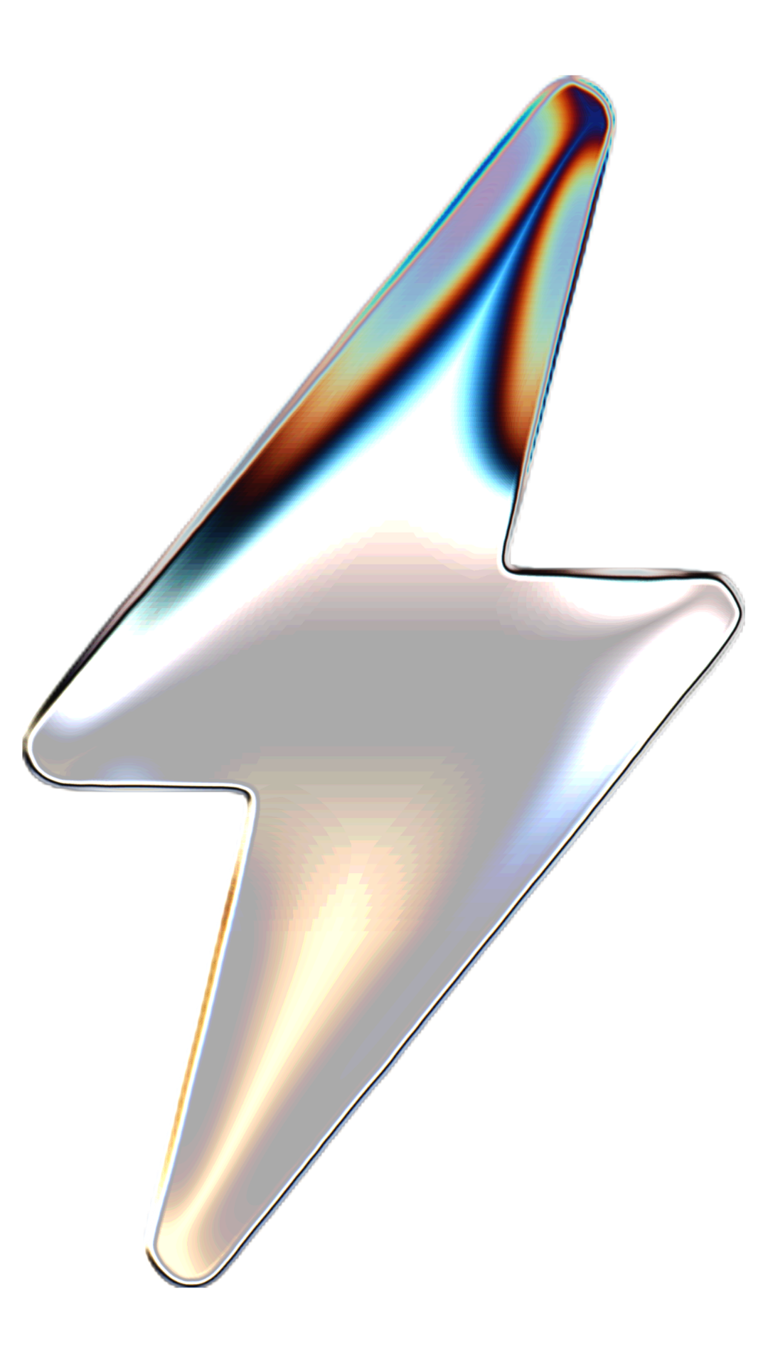 Close-up of a metallic checkout trigger with a shiny, reflective surface and a rainbow-like gradient.