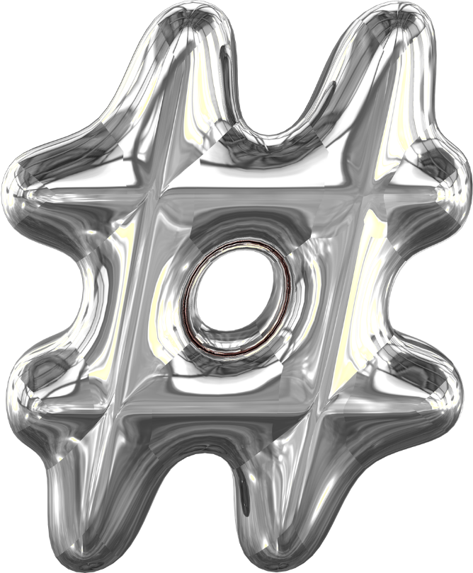 chrome 3-D hashtag