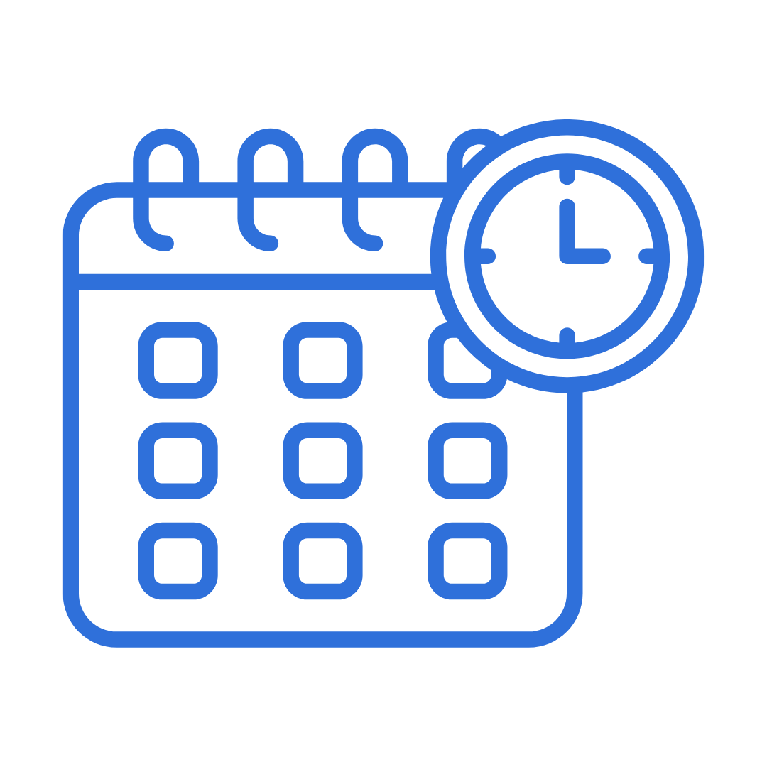 Calendar with clock icon indicating time management or scheduling