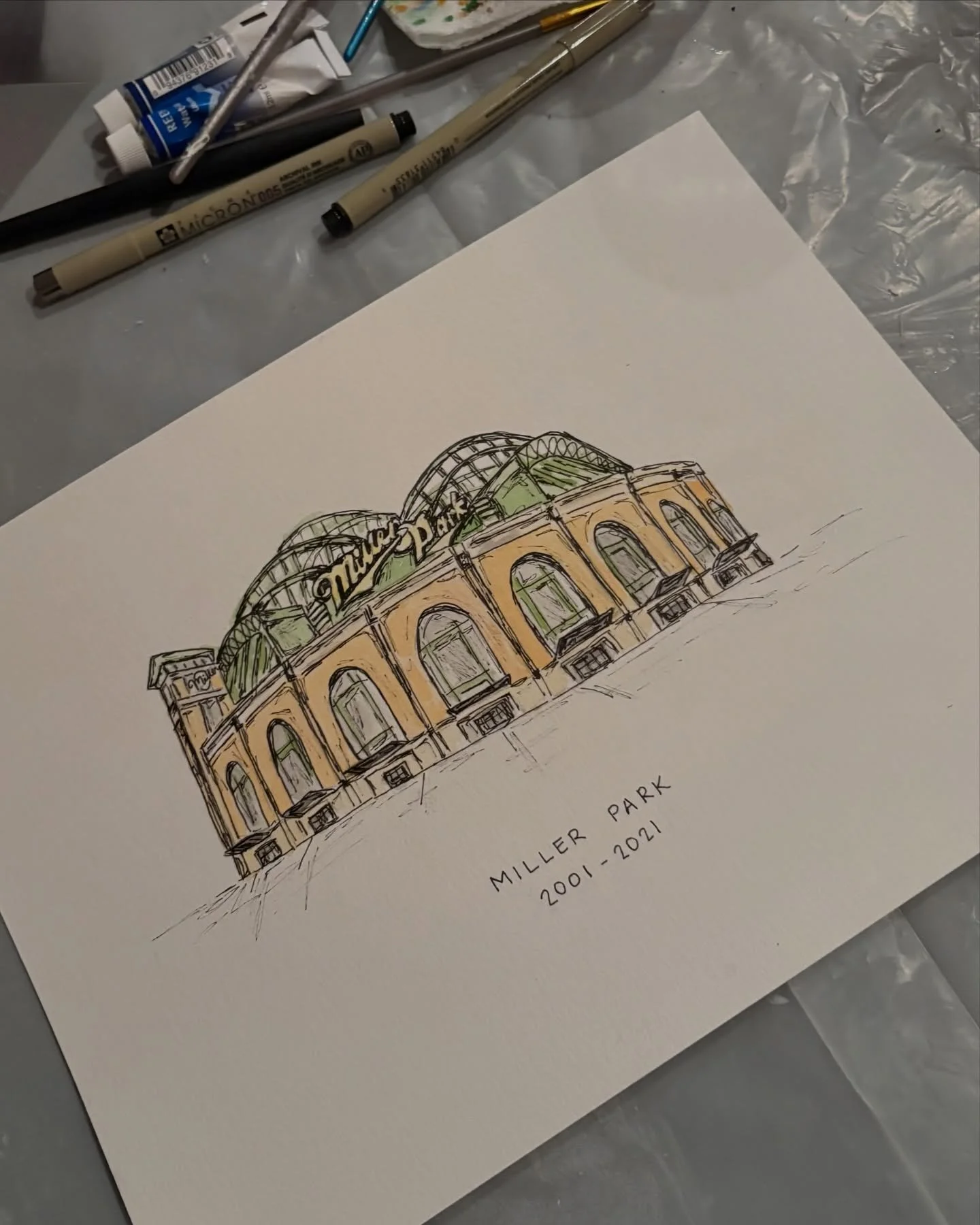Spring is officially here and baseball season is underway! ⚾️🏟️

Miller Park (American Family Field), Milwaukee WI

#mlb #watercolor #milwaukee #brewcrew #watercolorpainting