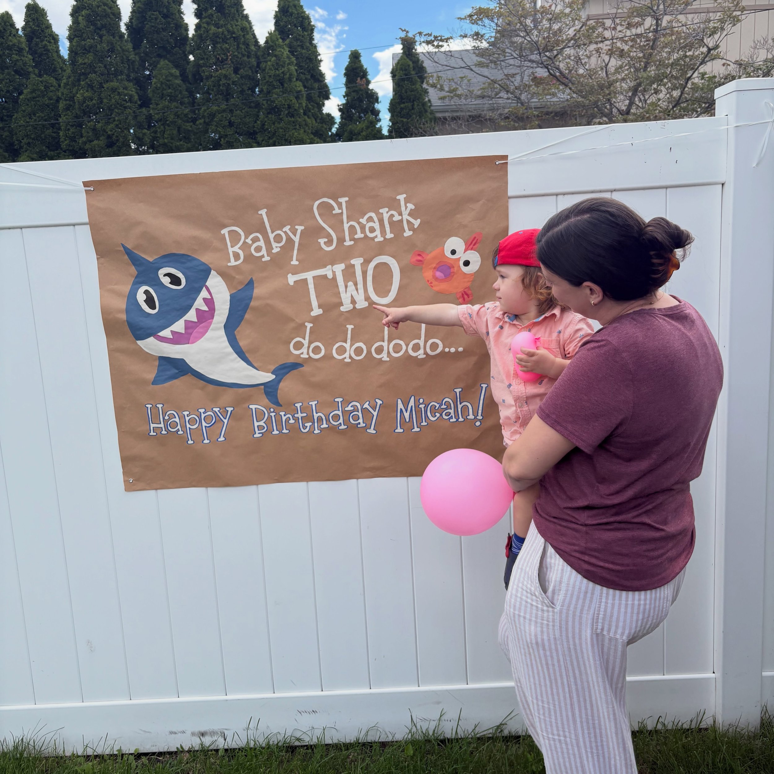 Had the honor of painting the cutest 2nd birthday banner for my nephew! 🎈🦈 No party is complete without a themed banner!! 

#bannerdesign #bannerpainting #babysharktheme #2ndbirthday #babysharkparty