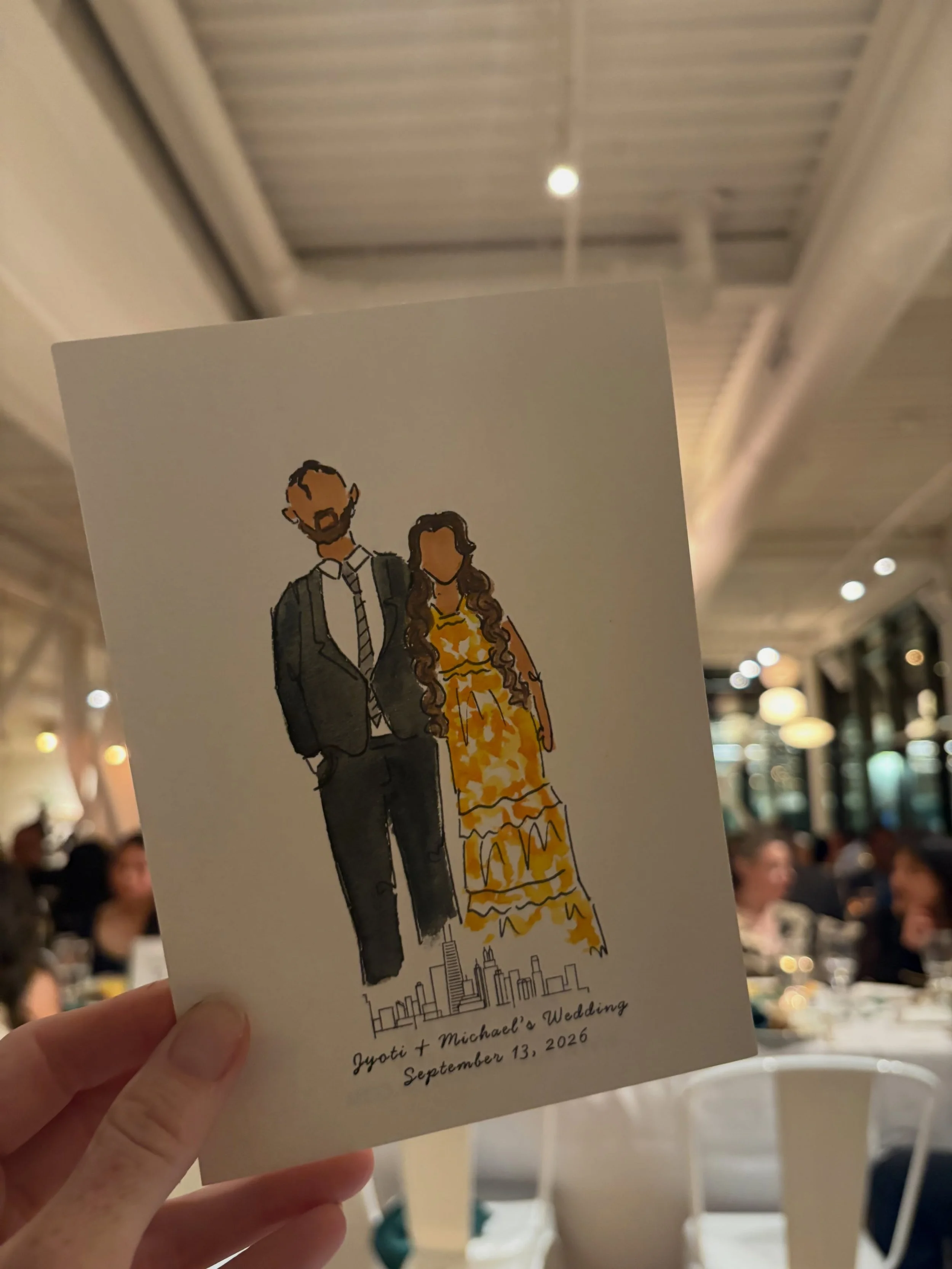 Portraits painted live at Jyoti and Michael&rsquo;s wedding! 🎉

How fun is it that your guests get to take home a painting of themselves!? Now this is one way to have your wedding stand out!! 

#weddingpainting #guestportraits #liveweddingartist #we