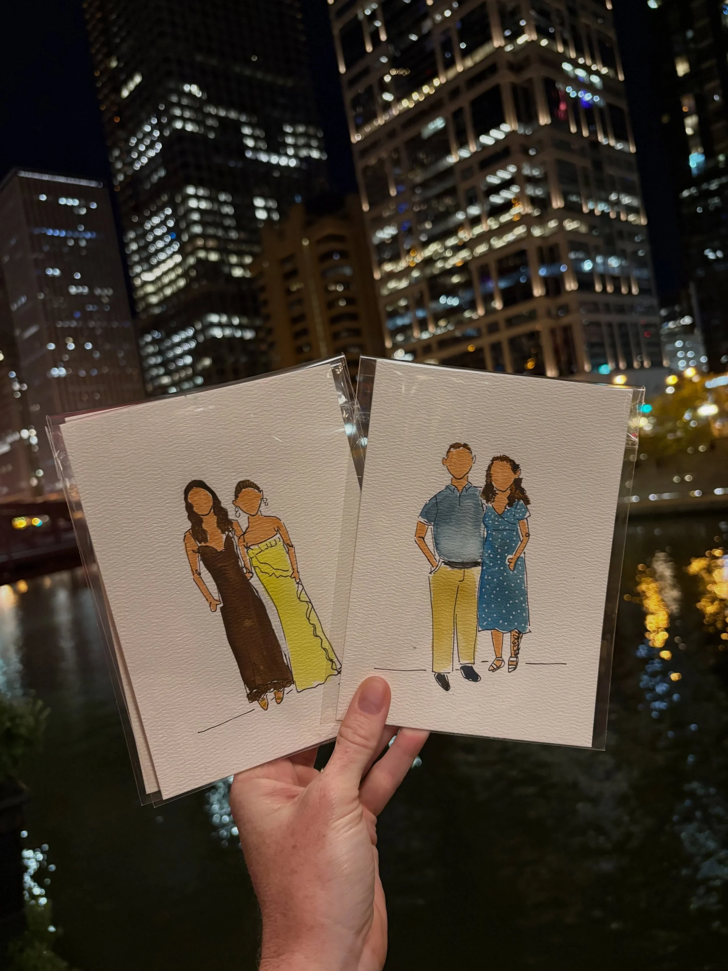 Snapshots from Kelly &amp; Ryan&rsquo;s wedding! 

The most beautiful night on the Chicago river celebrating Kelly and Ryan! Their guests were so excited when they realized they got to get custom portraits made😍

Wedding guest portraits continue to 