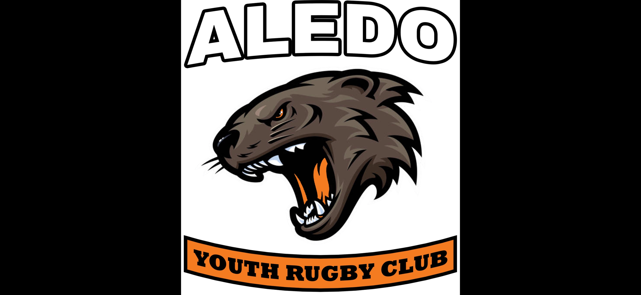 Logo of Alledo Youth Rugby Club featuring a fierce roaring bearcat's head with orange eyes, an open mouth showing sharp teeth, and orange accents inside the mouth.