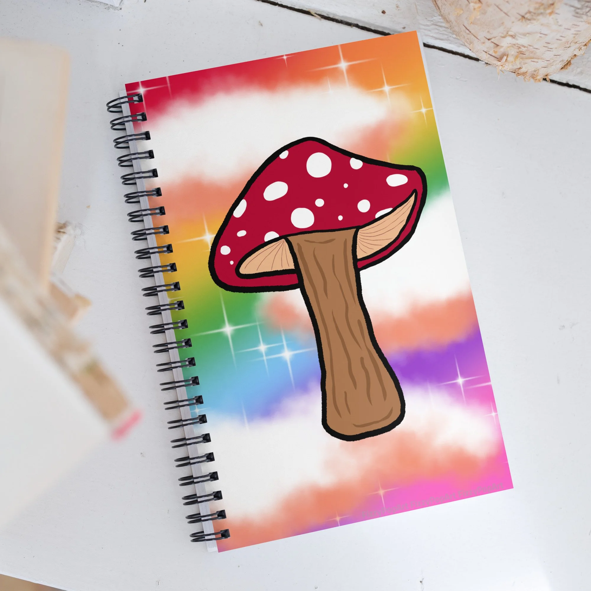 Rainbow Mushroom Spiral Notebook