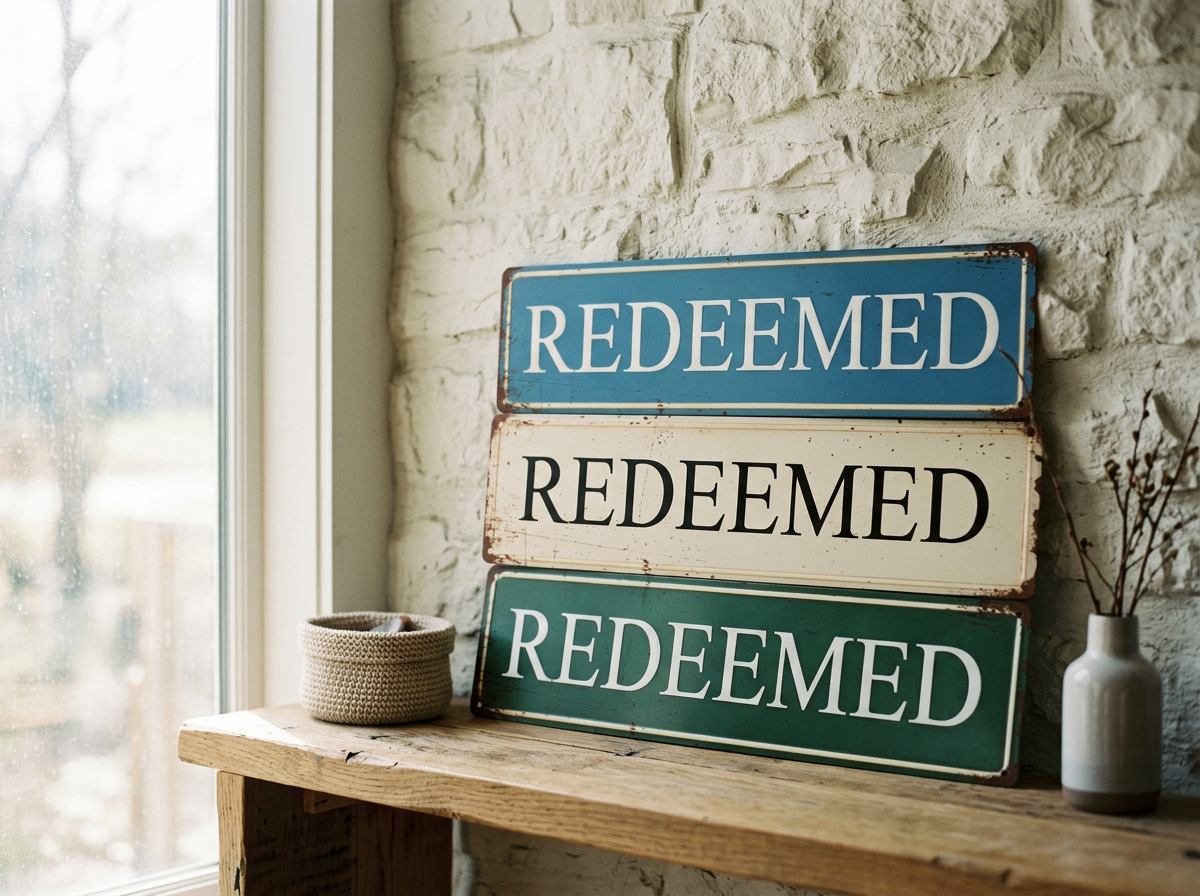 Metal "Redeemed" Sign