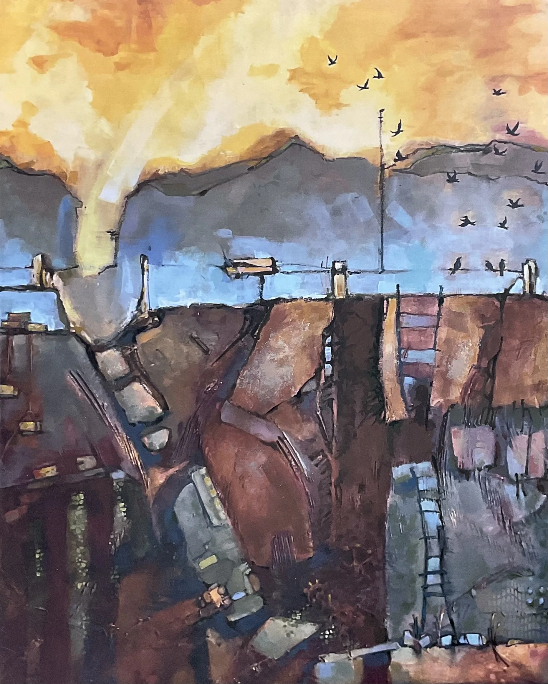  Starlings    Mixed Media  |  24" x 30" 