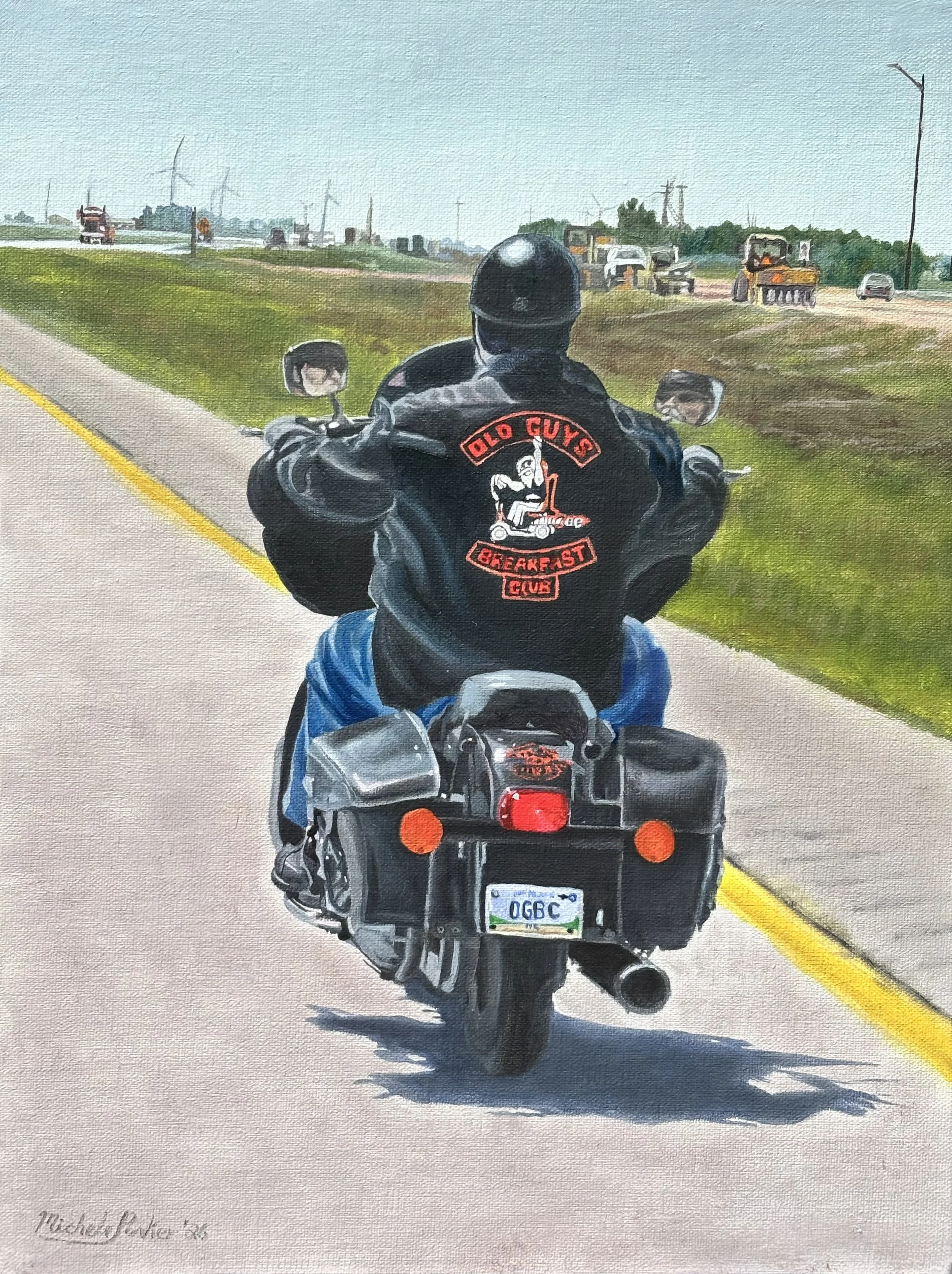 'Old Guys Breakfast Club', 2026, Oil on linen panel - 9" x 12" . Charity Donation.