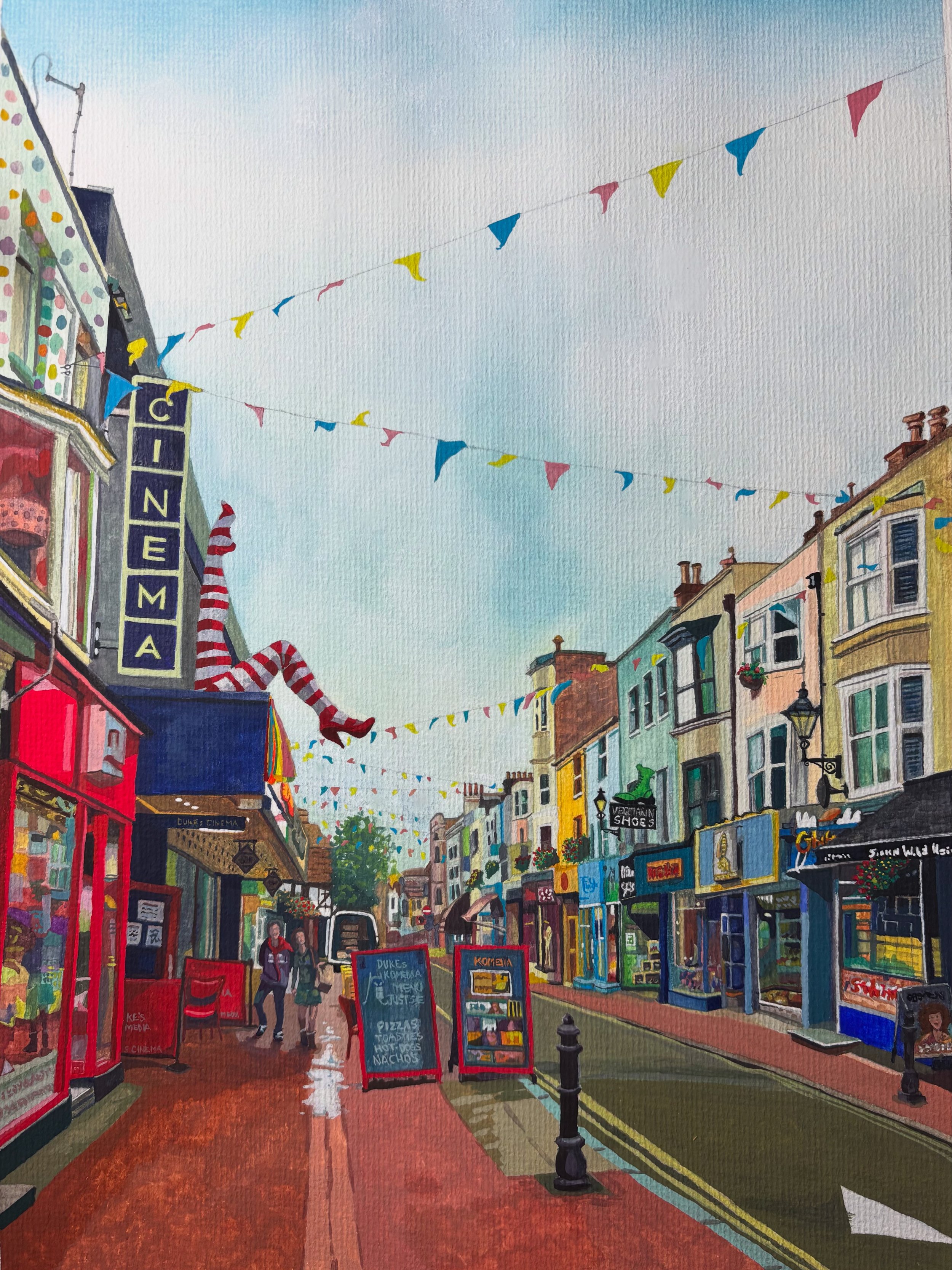 'Gardner Street - Brighton, UK', 2025, Gouache - 11" x 15".  Original Available.