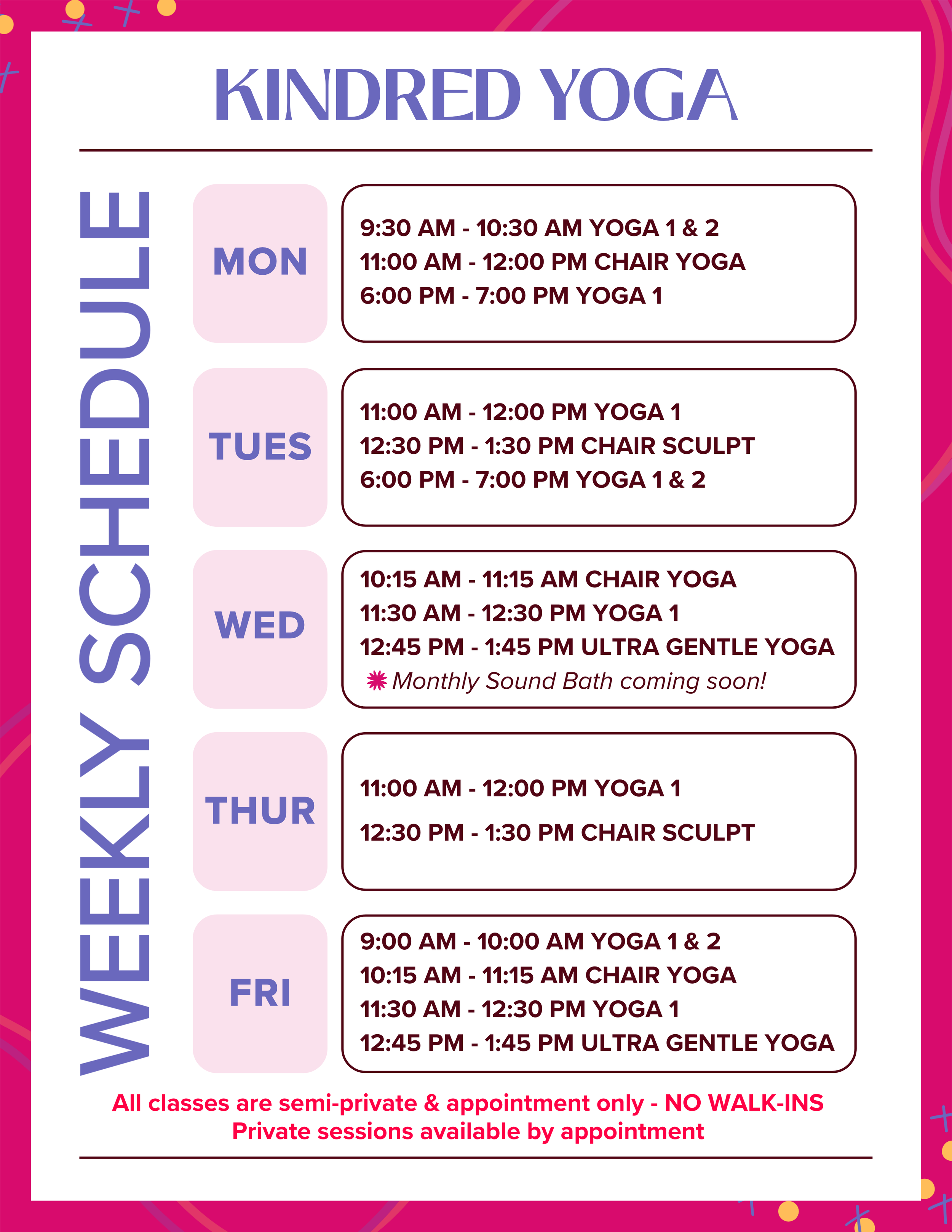 schedule of public classes