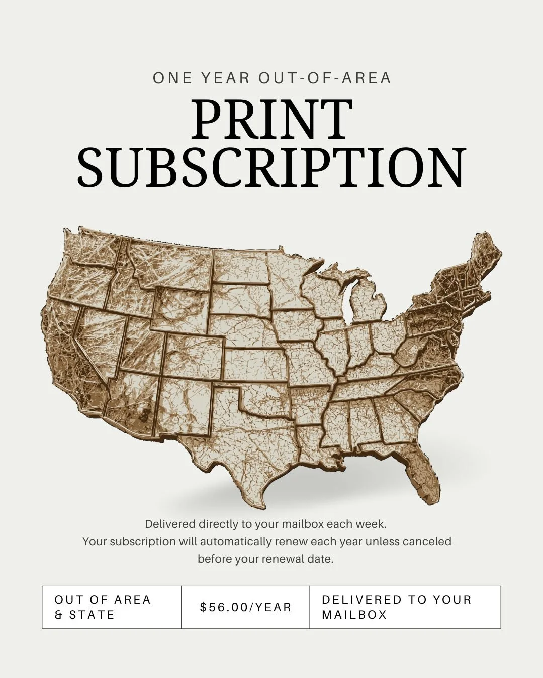 🌎 1-Year Out-of-Area Print Subscription