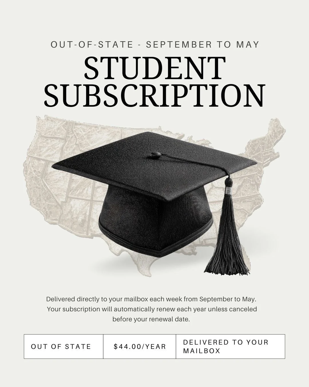 🎓 Out of State Student Subscription