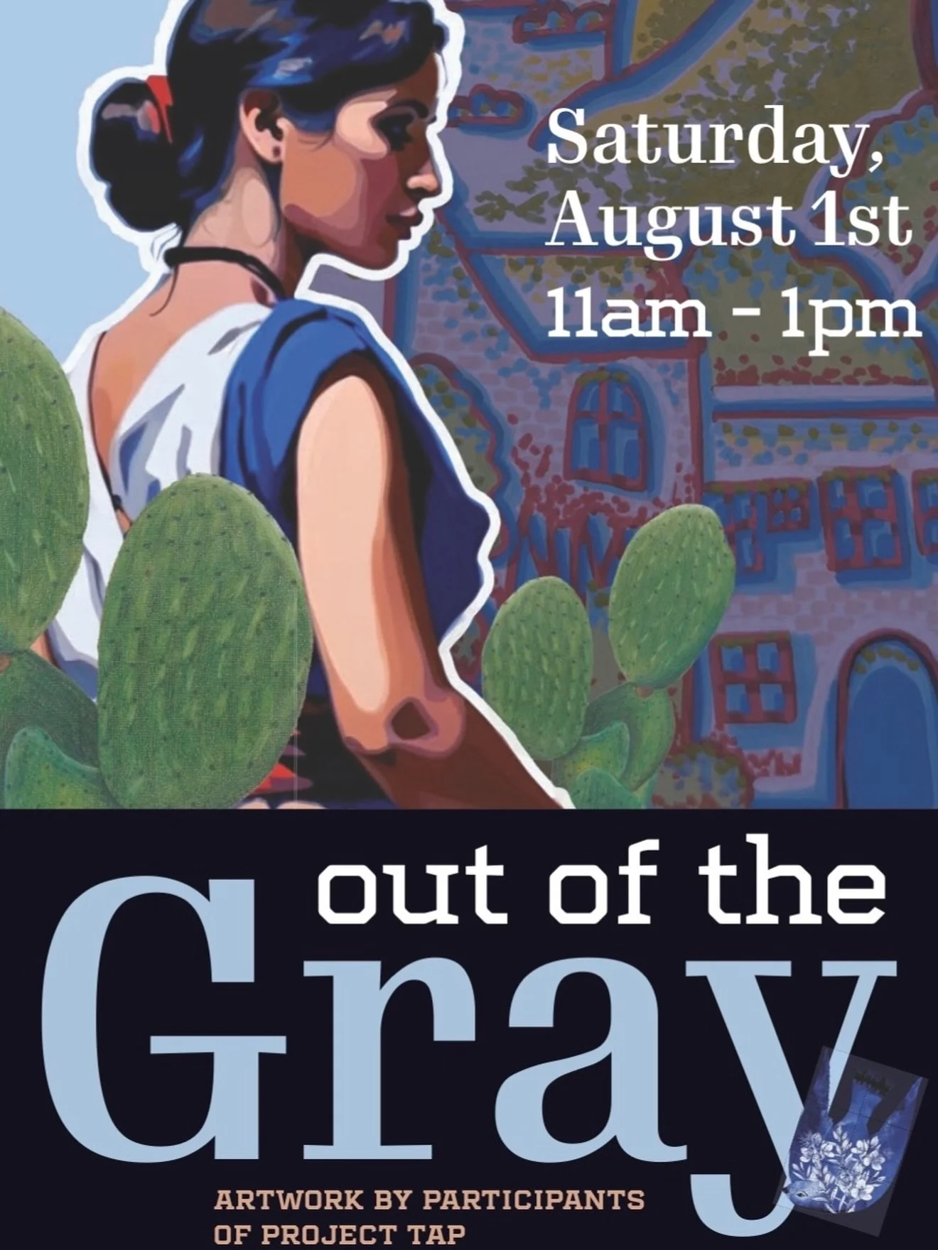 Join us for the opening of Out of the Grey.

Experience a powerful exhibition featuring artwork created by participants in Project TAP  who are currently incarcerated or on probation. Through art, these young artists share stories of resilience, hope