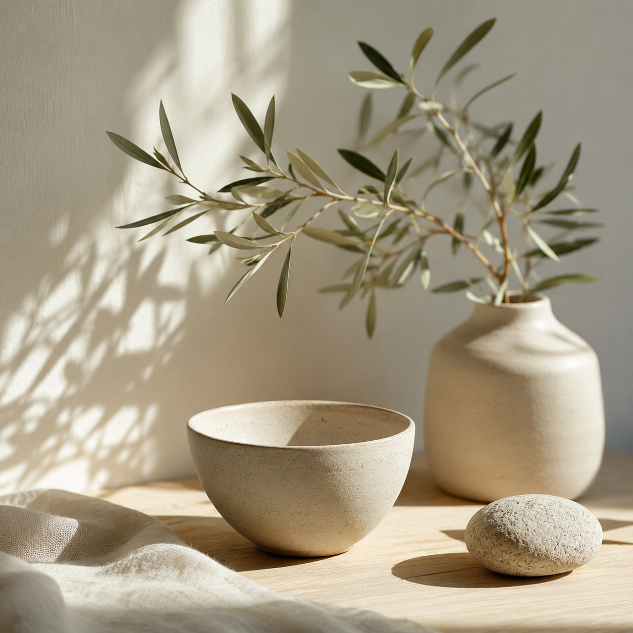 pottery bowl and plant