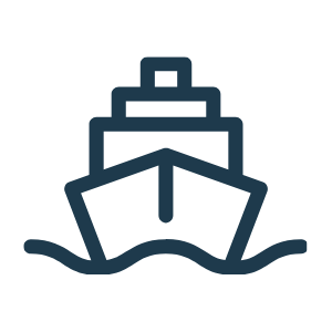 Icon of a cruise ship sailing on water.