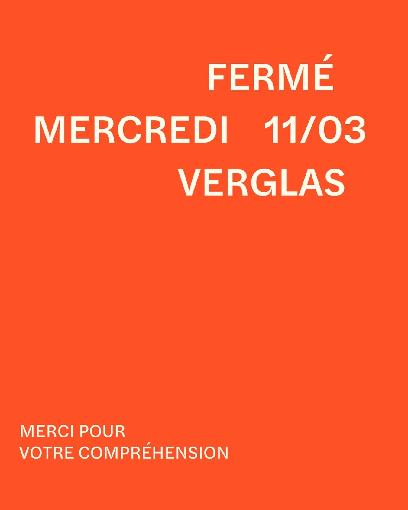 Avec le verglas annonc&eacute; demain, on pr&eacute;f&egrave;re jouer prudent. ❄️

Le caf&eacute; sera ferm&eacute; mercredi 11 avril pour assurer la s&eacute;curit&eacute; de notre &eacute;quipe et de notre communaut&eacute;.
 On se retrouve jeudi !