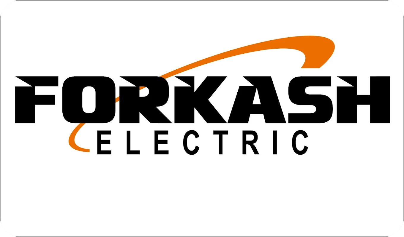 Logo of Forkash Electric featuring the company's name in bold black letters with an orange swoosh in the background.