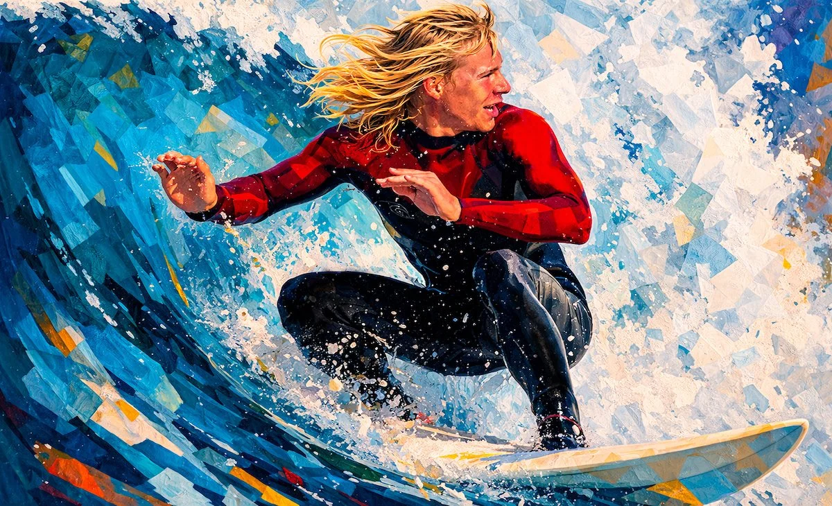 SURFING THE WAVES- AVAILABLE IN A1 A2 large format prints.