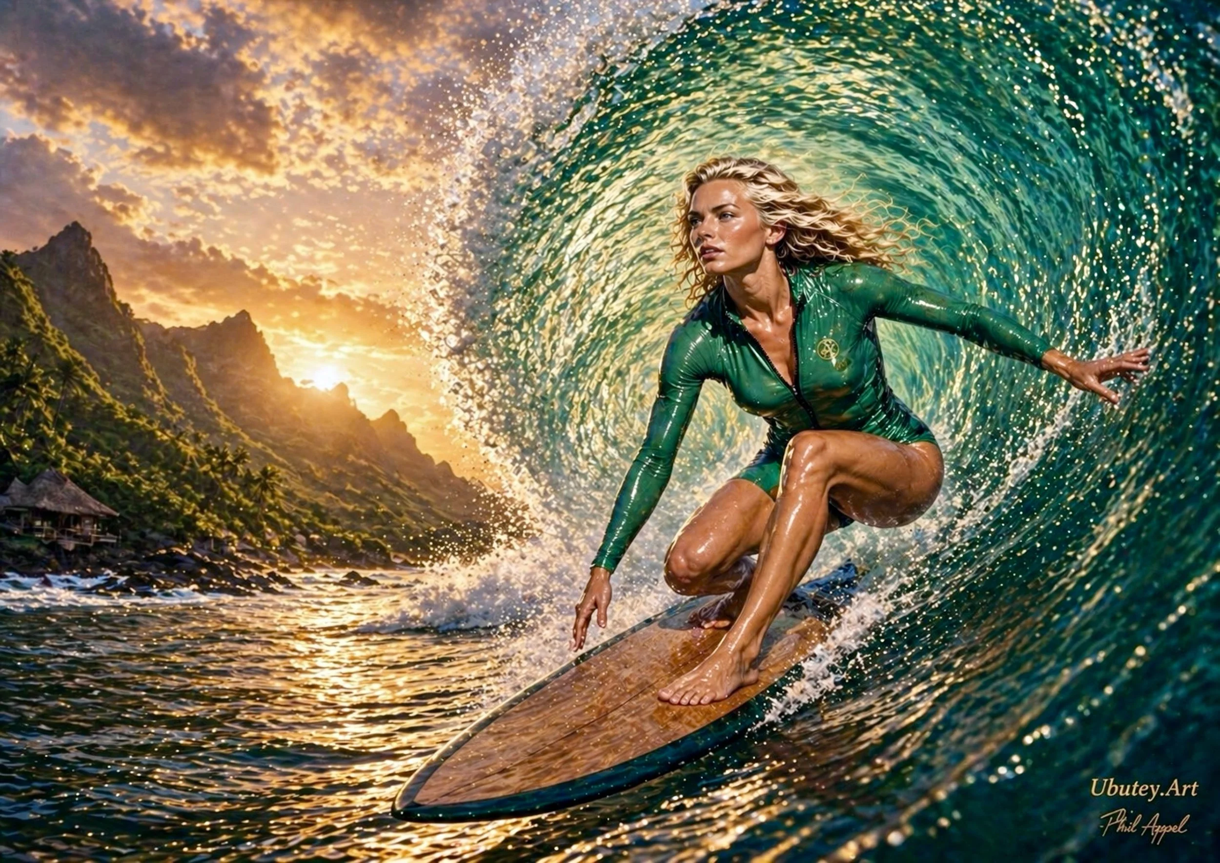 SURFER GIRL GREEN A3PG.JPG