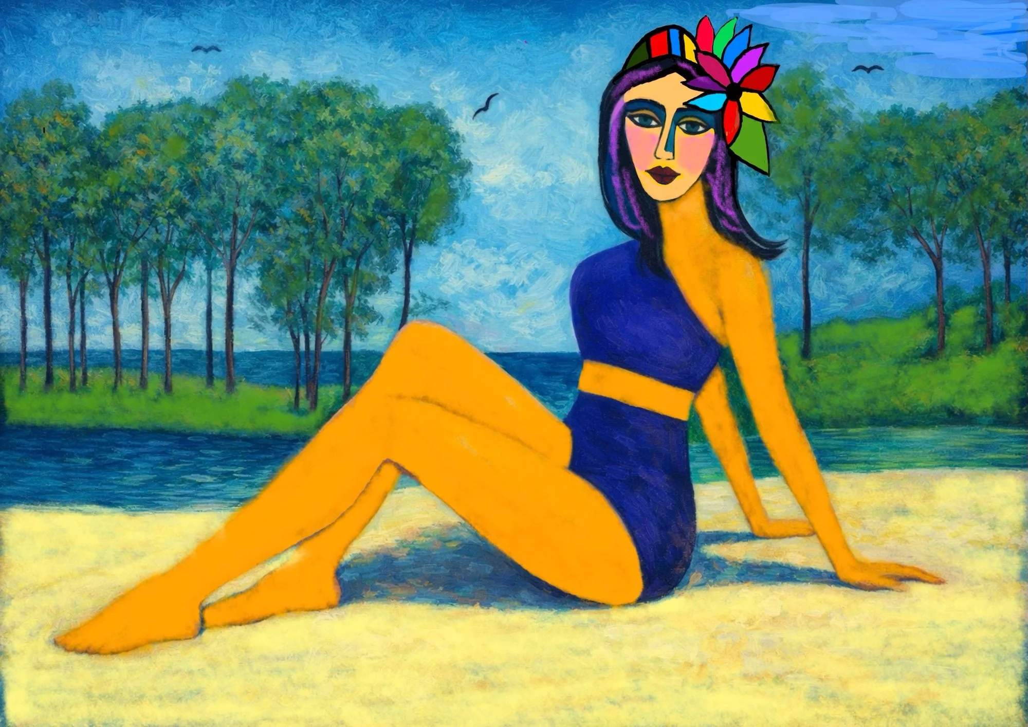 WOMAN ON A BEACH-A3 DIGITAL DOWNLOAD