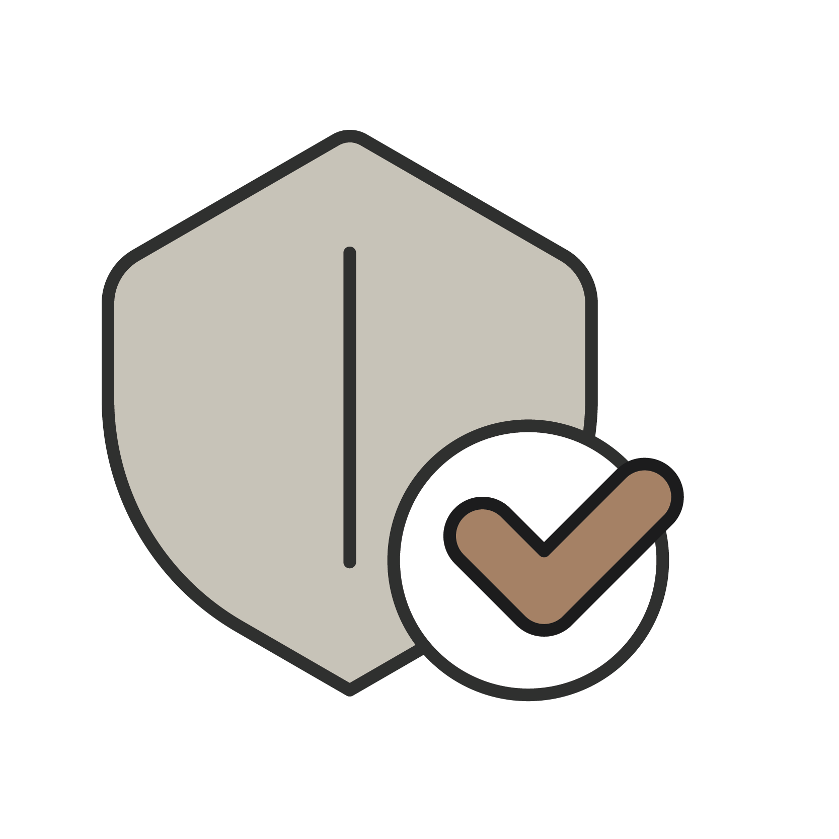 Security shield icon with a checkmark indicating security or protection.