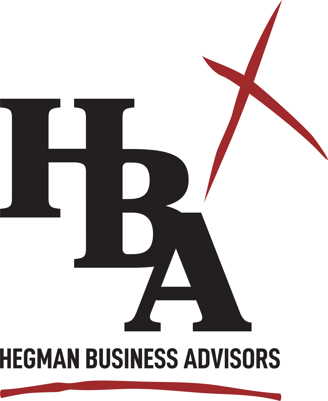 Logo of Hegman Business Advisors with large black letters H, B, A, and a red star mark above, with the company's name in black at the bottom and a red curved line underneath.