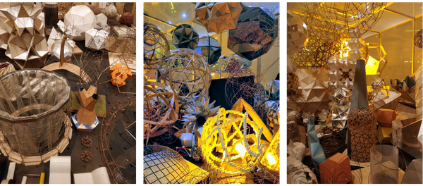 Olafur Eliasson exhibition showing prototypes and geometric structures revealing the artist’s creative development process