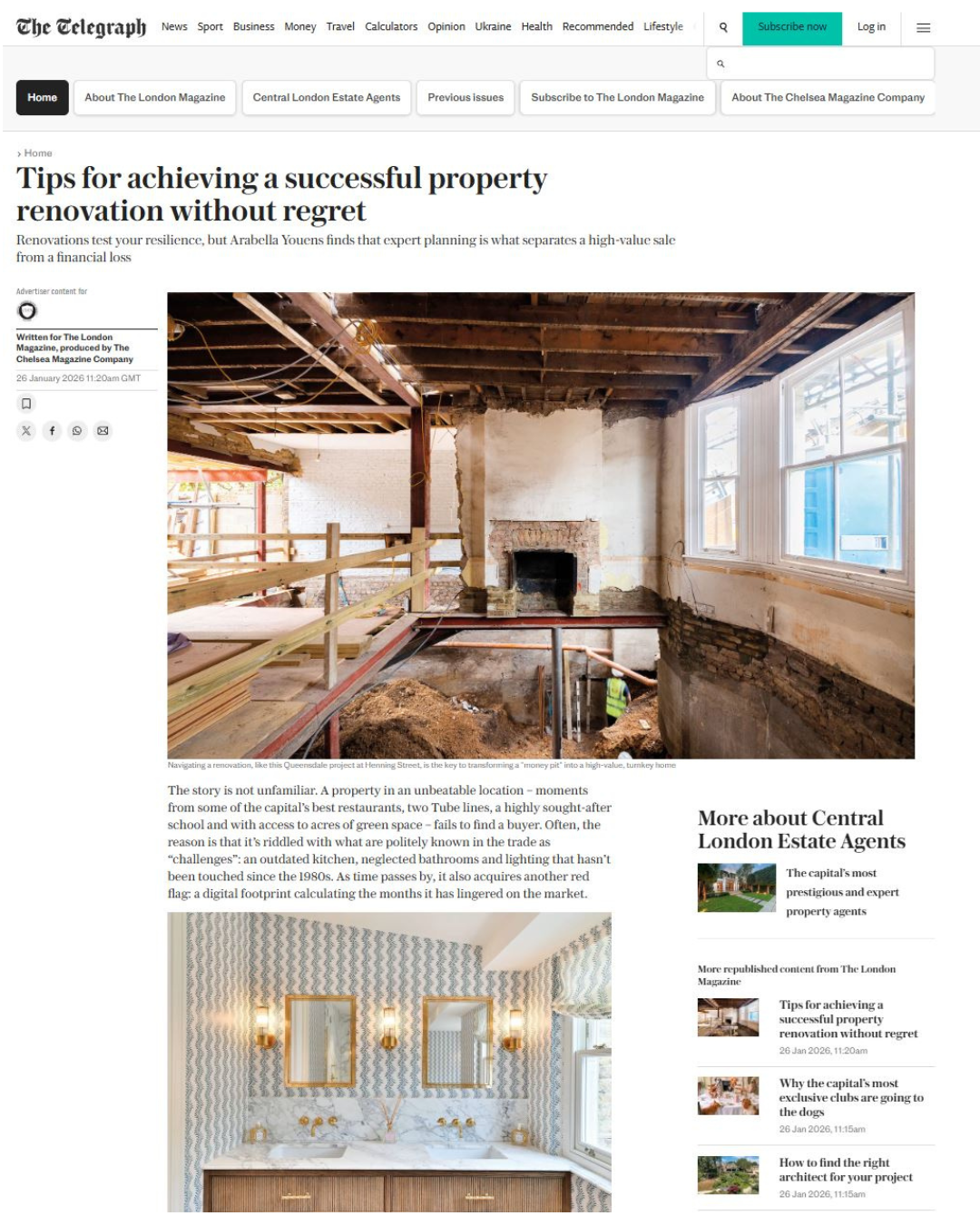 Editorial interior photography by Elina In Focus featured in the Telegraph