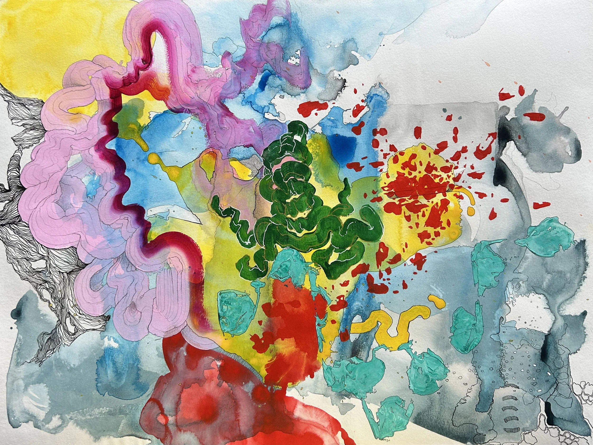 Quiet Part Loud | 18 x 24 | Acrylic, ink and graphite on watercolor \\ 

SOLD