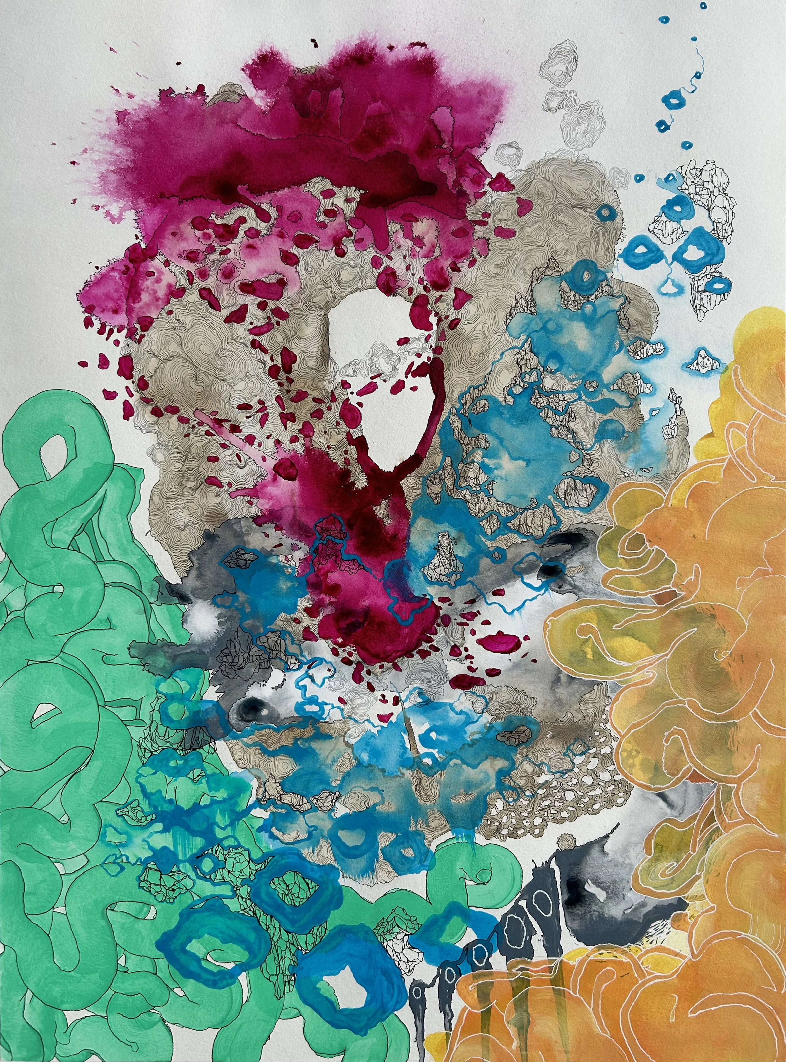 Hubbub | 24 x 18 | Acrylic, ink and graphite on watercolor paper \\

SOLD