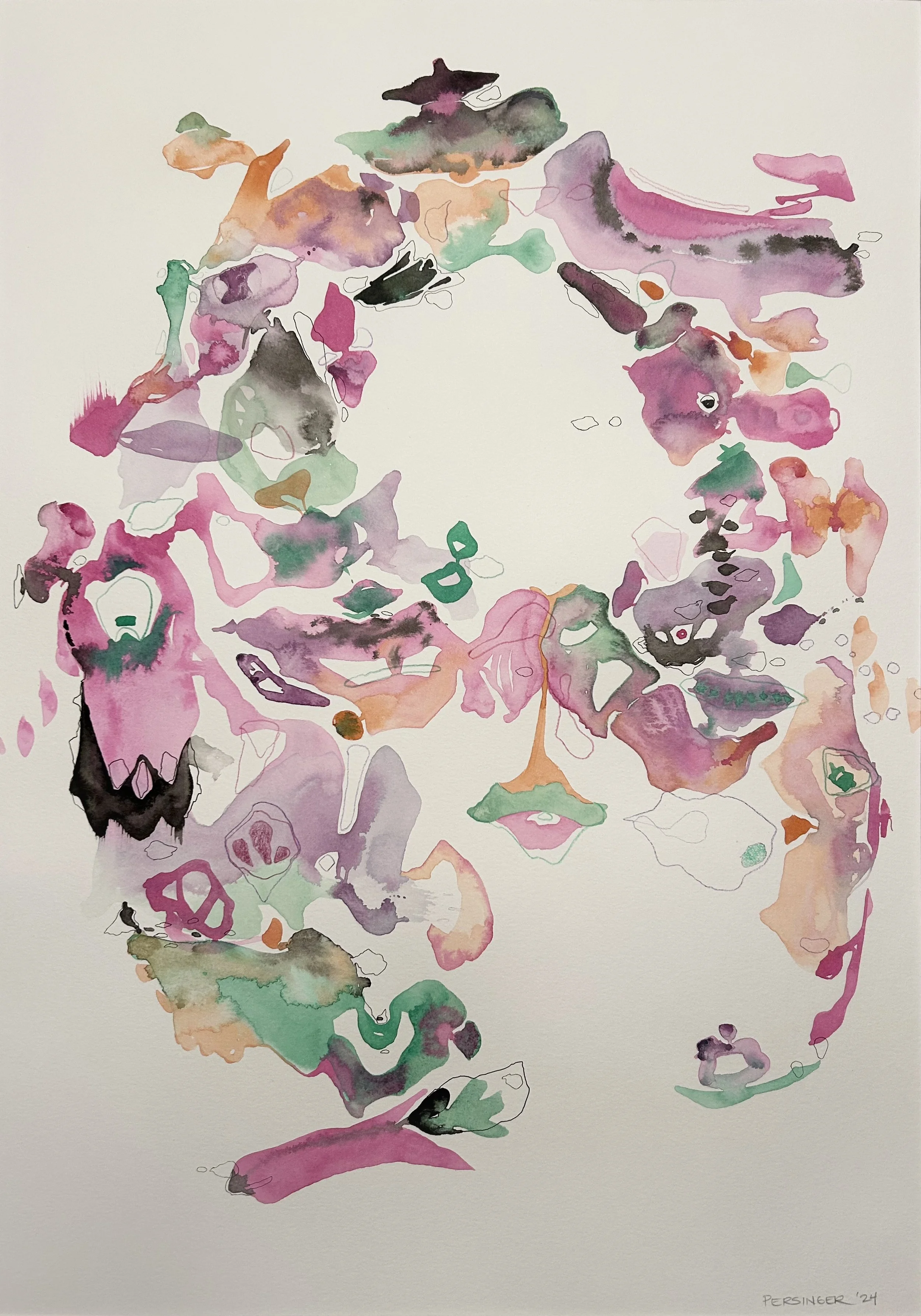 Thoughts Do Wander | 22 x 16 | Acrylic, ink and colored pencil on watercolor paper \\

Contact for pricing
