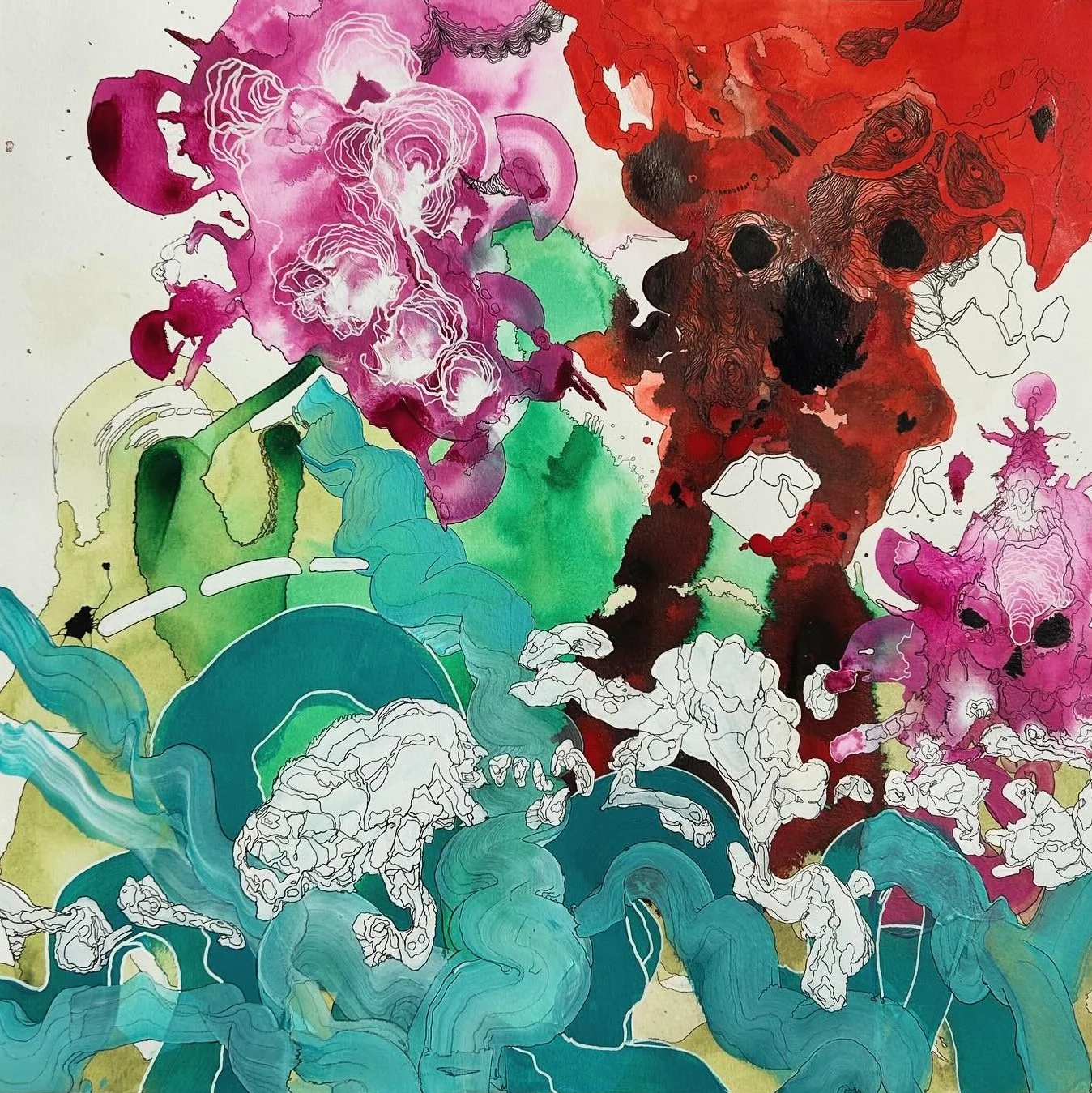 Ghosts of Watership | 18 x 18 | Acrylic and ink on watercolor paper \\

SOLD