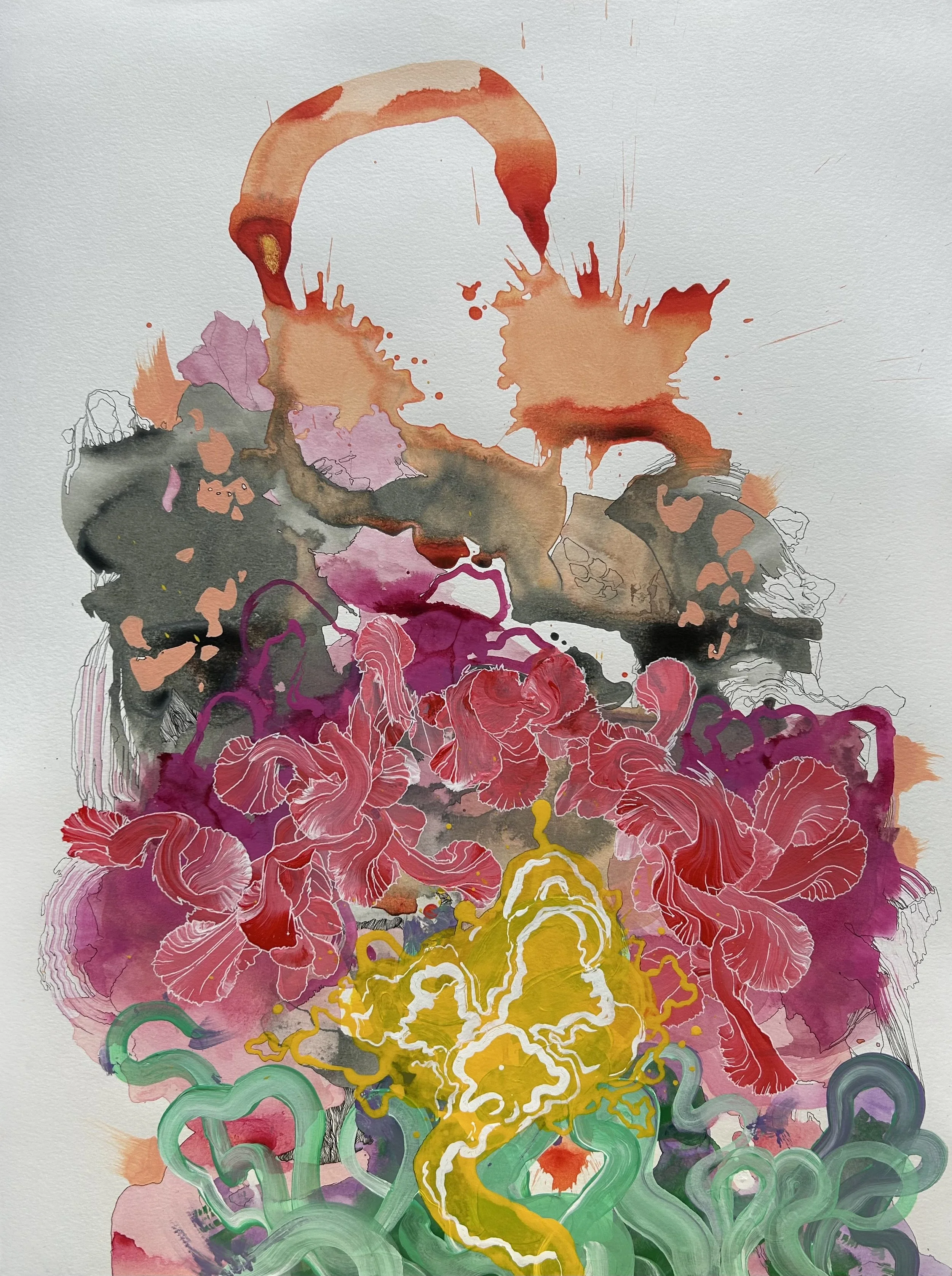 Majesty Rose | 24 x 18 | Acrylic, ink and graphite on watercolor paper  \\

SOLD