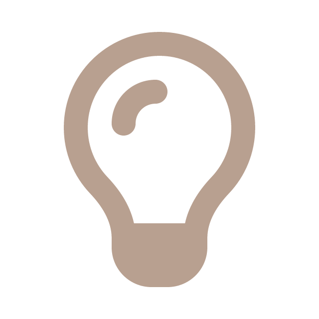 Icon of a light bulb with a small filament inside.