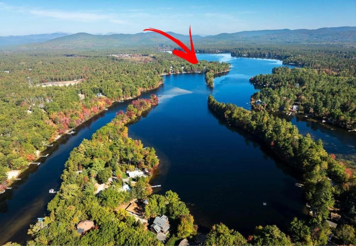 Ossipee Lake (Arrow points to properties location!)